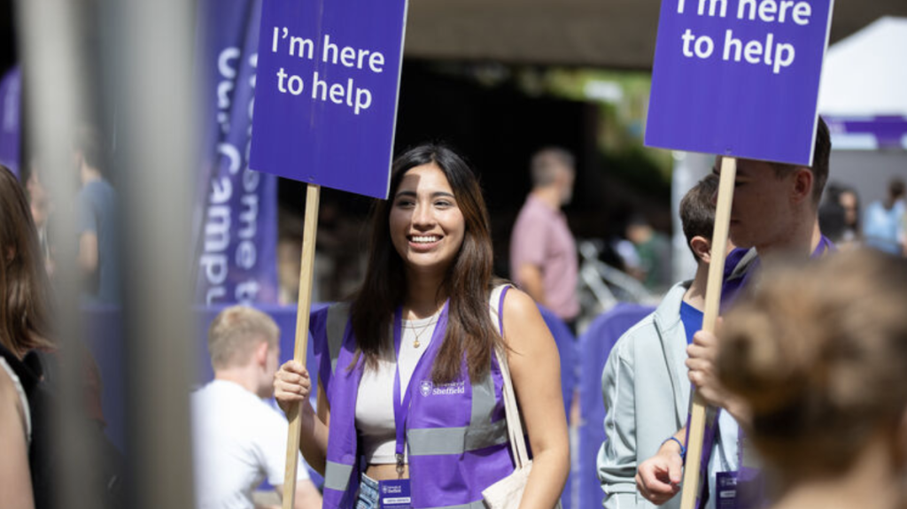 Student volunteer at the University of Sheffield open day
